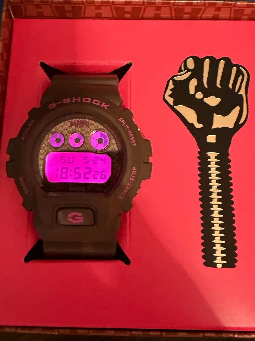 Casio G-Shock Black Digital Watch with Pink Display